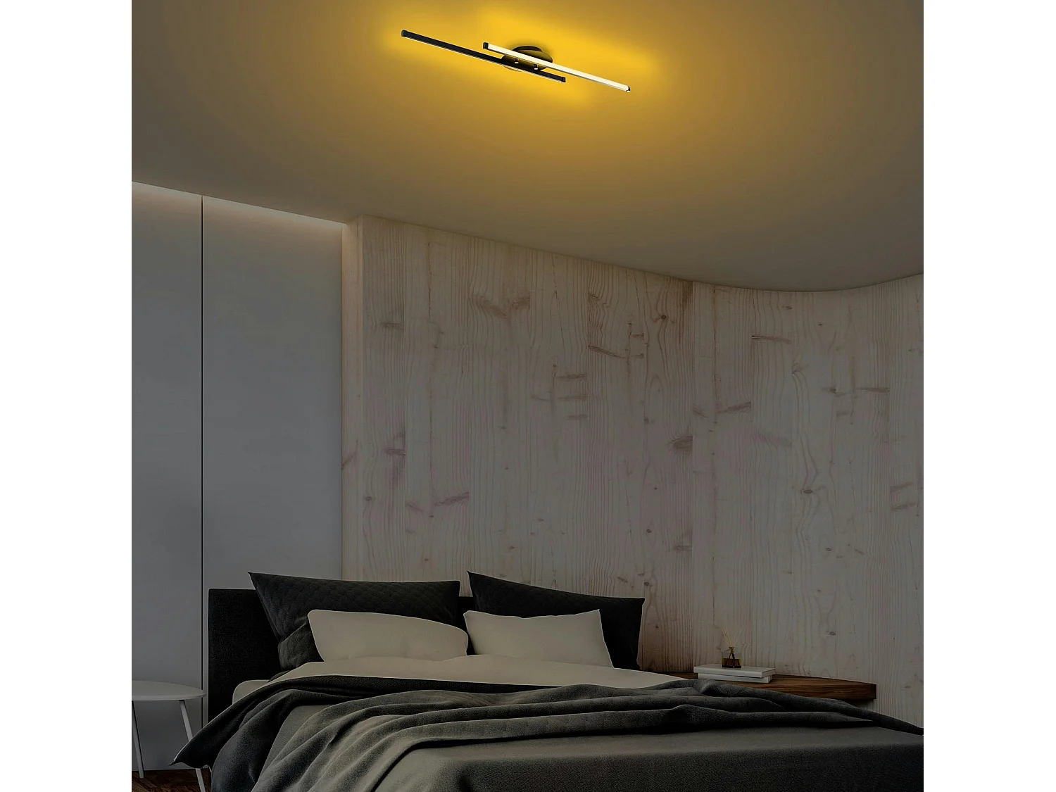 Plafonnier design LED - 2 barres métal noir VIESTE