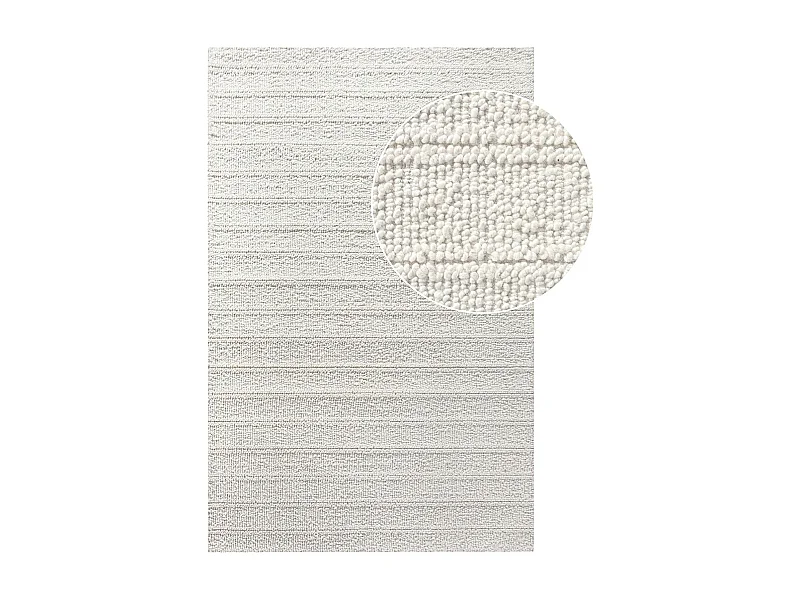 Tapis blanc ivoire en laine tressée main 160x230 cm FEZ