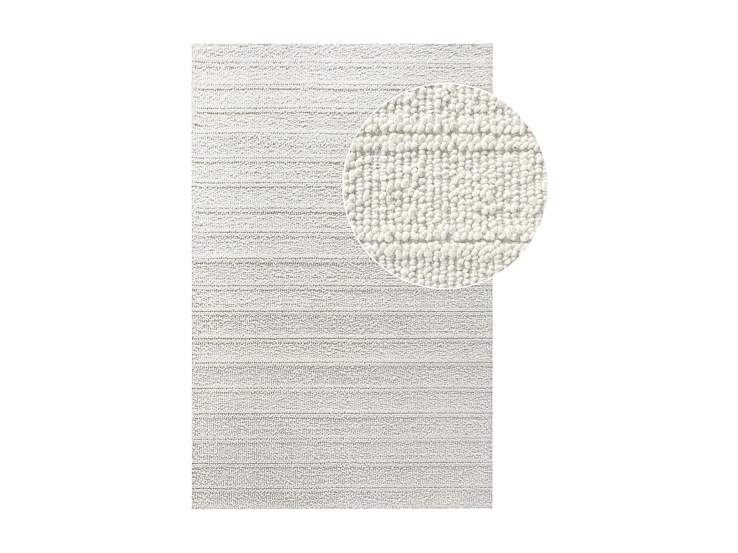 Tapis blanc ivoire en laine tressée main 160x230 cm FEZ