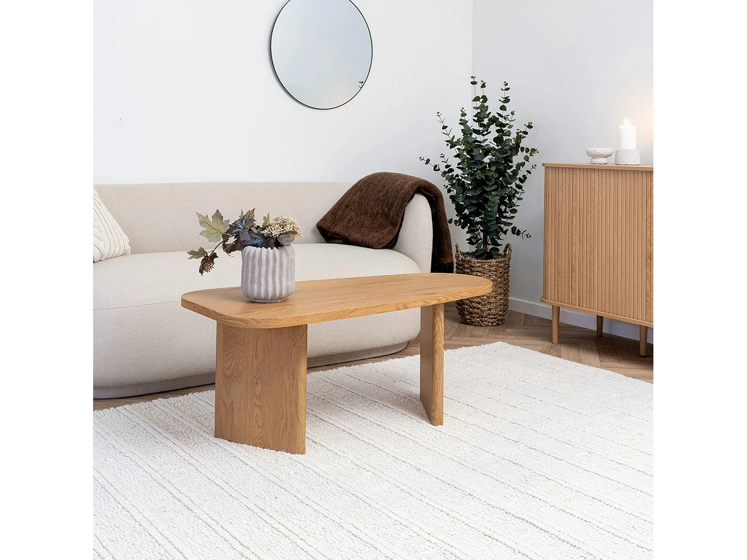 Tapis blanc ivoire en laine tressée main 160x230 cm FEZ