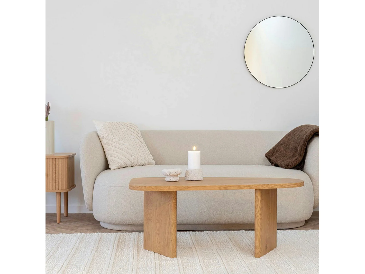 Tapis blanc ivoire en laine tressée main 160x230 cm FEZ