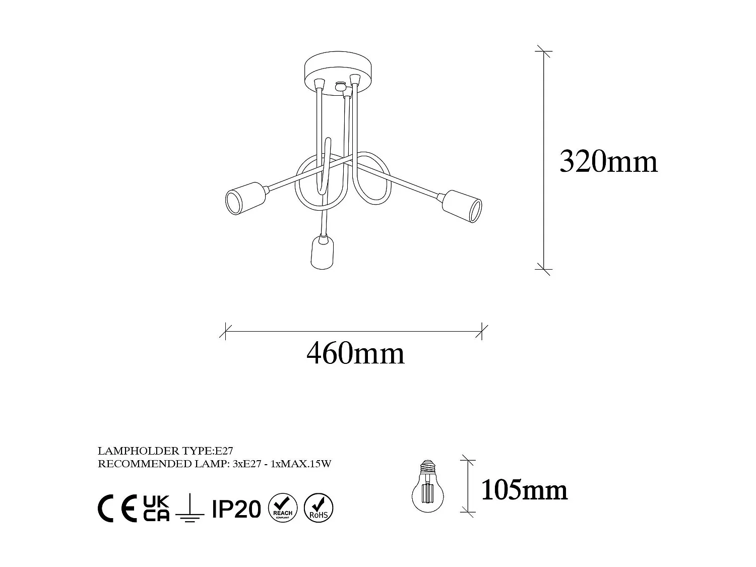 Plafonnier salle à manger noir - 3 lampes effet laiton OLTEN