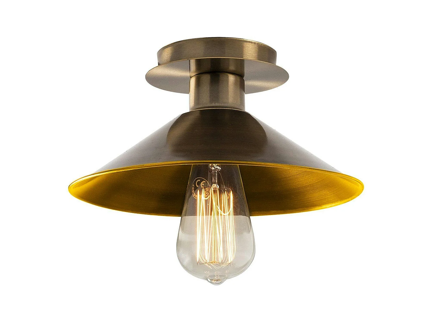 Plafonnier vintage métal brossé - intérieur or URLA