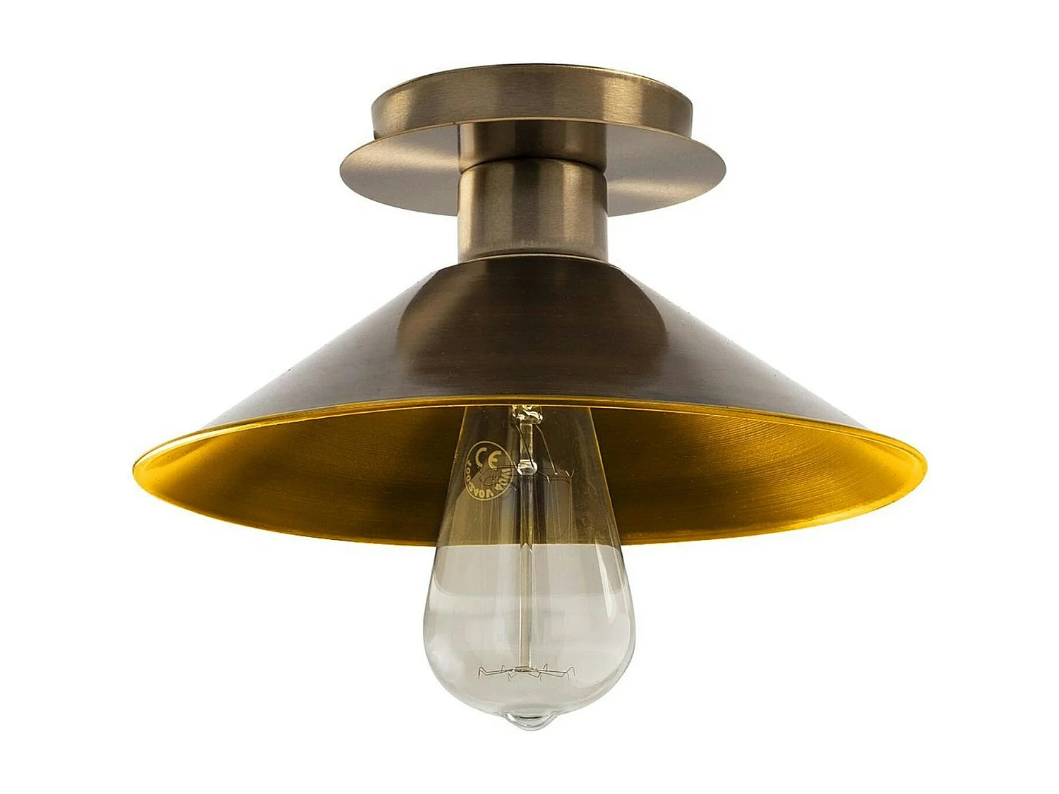 Plafonnier vintage métal brossé - intérieur or URLA