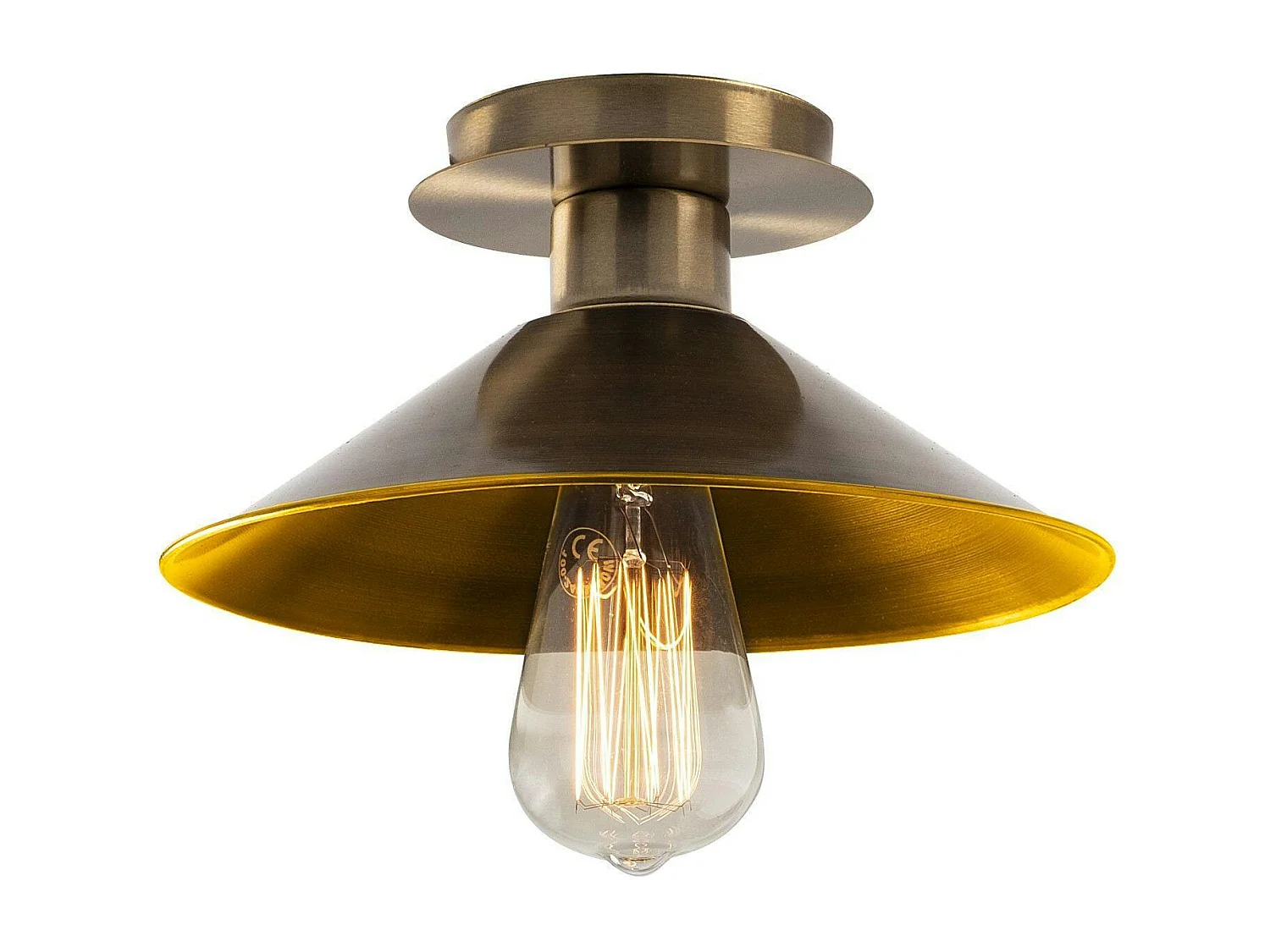 Plafonnier vintage métal brossé - intérieur or URLA