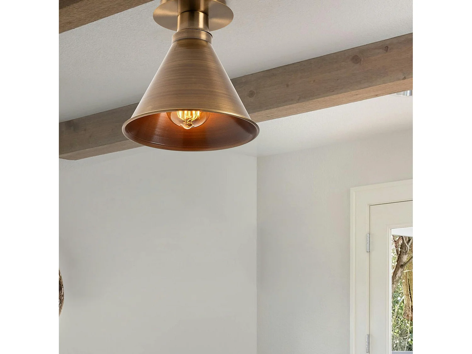 Plafonnier vintage – forme conique, finition cuivrée URLA