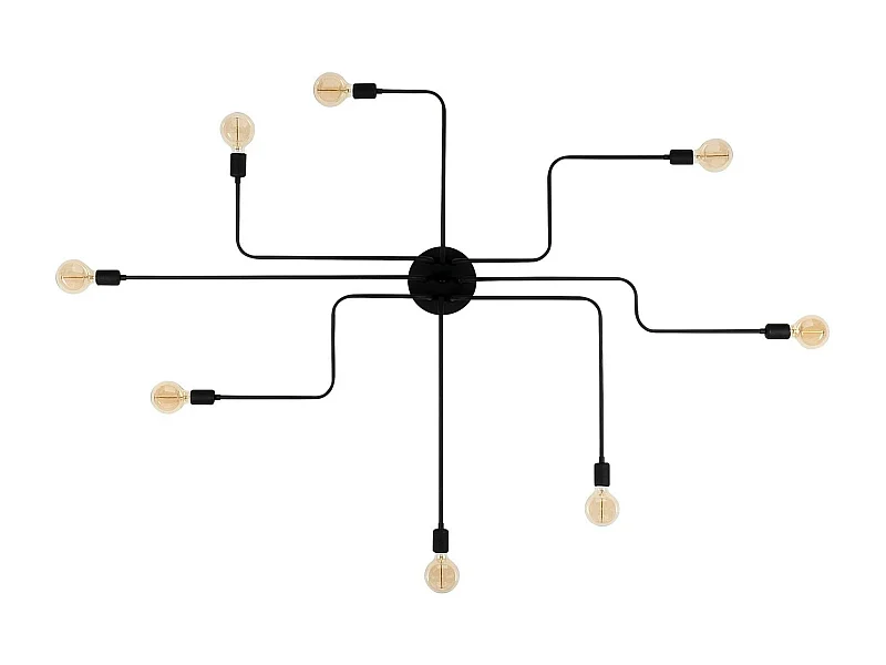 Plafonnier industriel noir – 8 lampes, design circuit MARATEA
