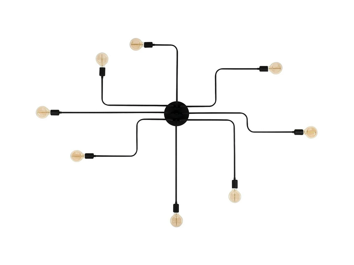 Plafonnier industriel noir – 8 lampes, design circuit MARATEA
