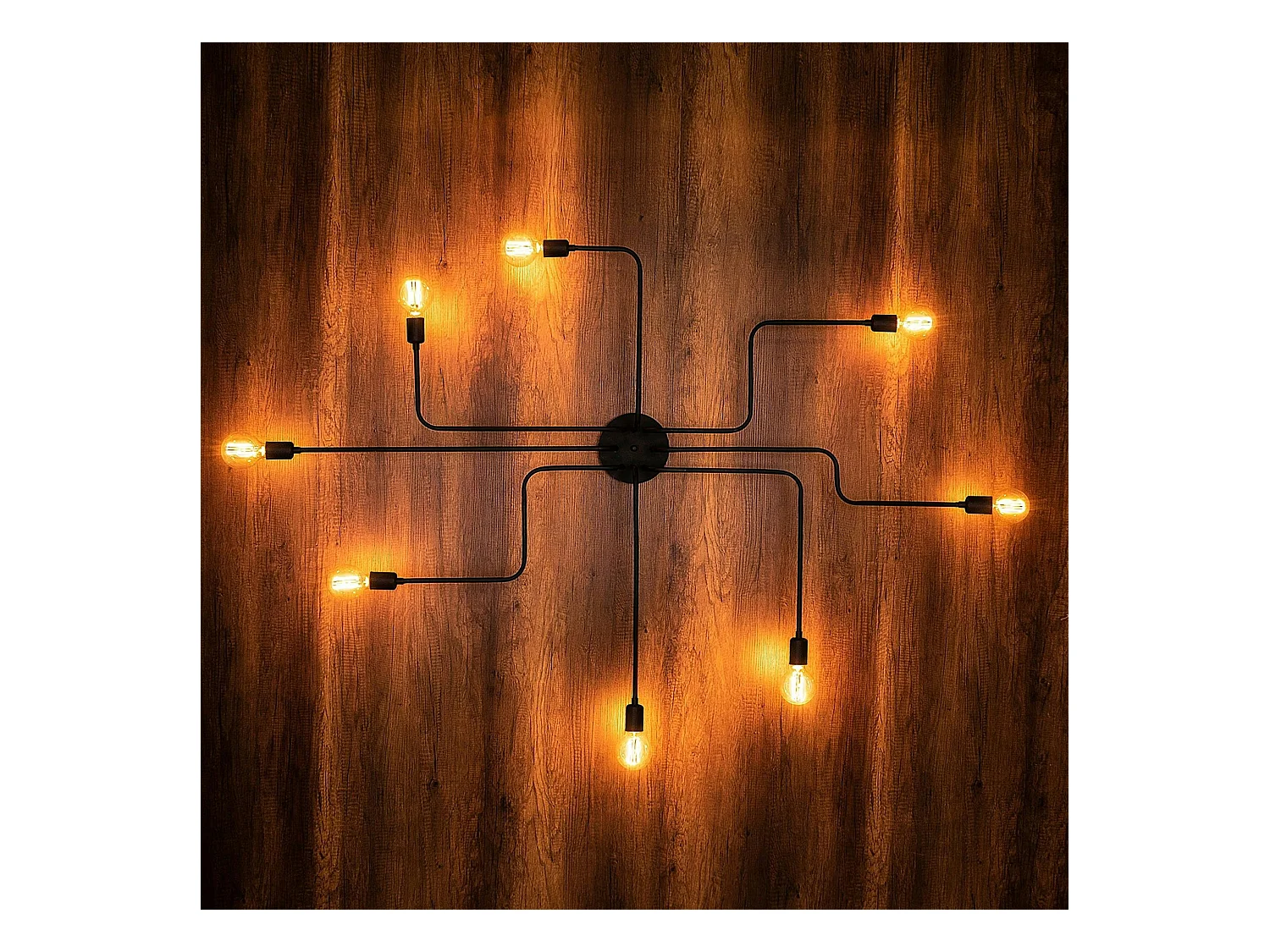 Plafonnier industriel noir – 8 lampes, design circuit MARATEA