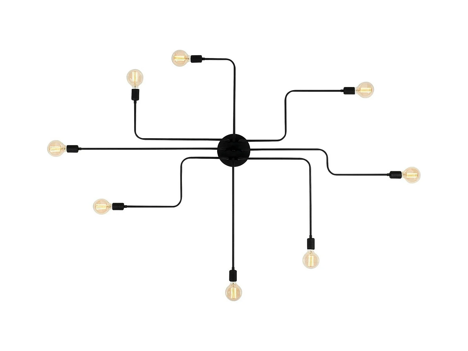 Plafonnier industriel noir – 8 lampes, design circuit MARATEA