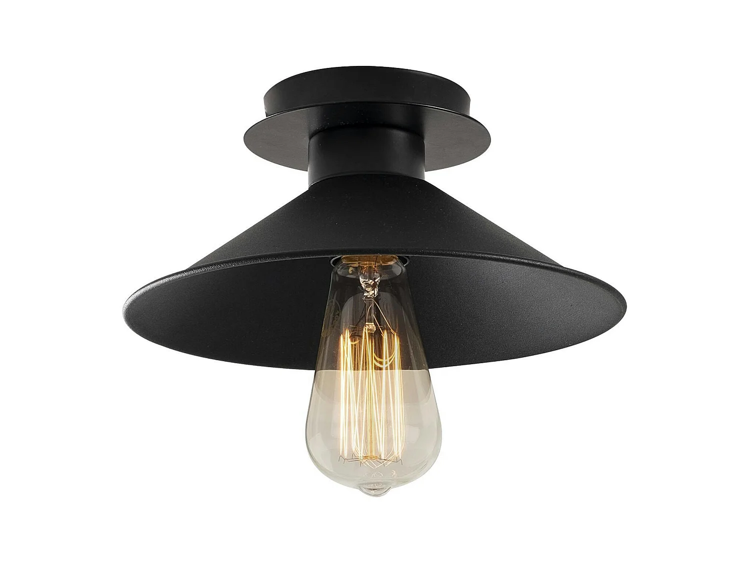Plafonnier vintage noir - métal, forme conique URLA
