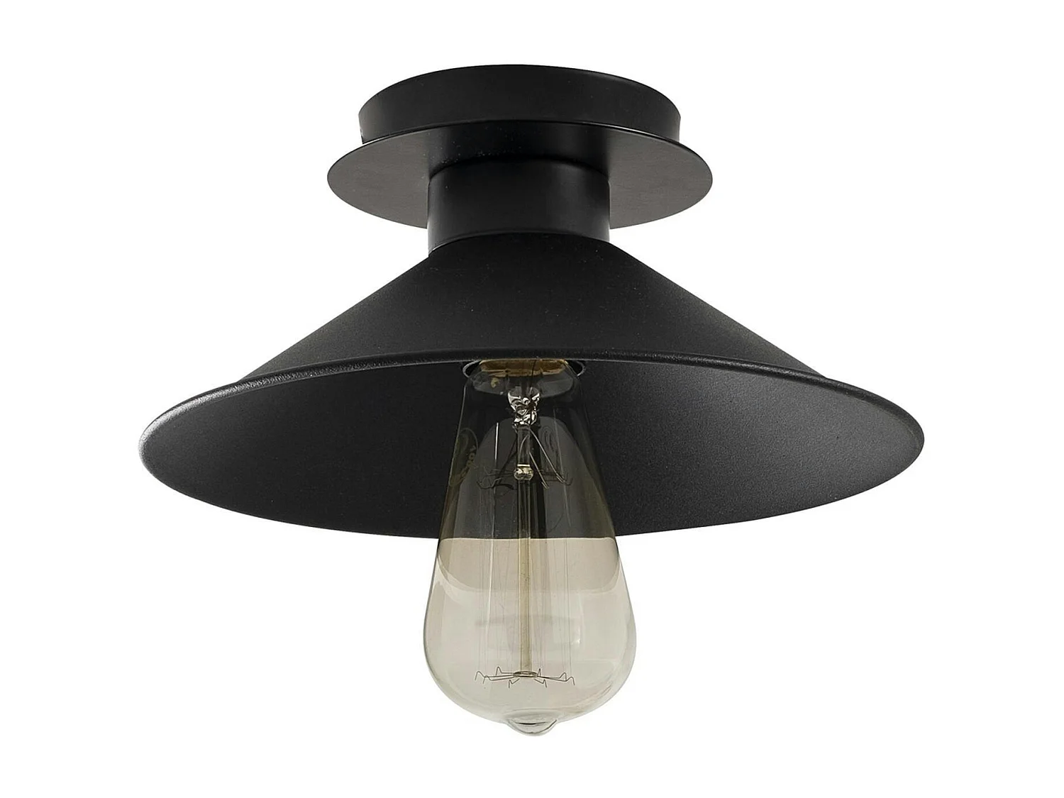 Plafonnier vintage noir - métal, forme conique URLA