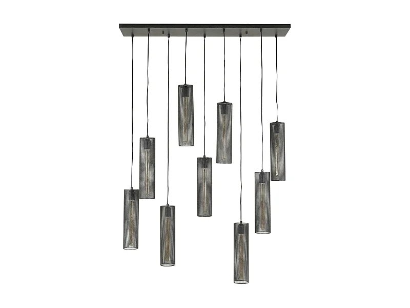 Suspension contemporaine grillagée 9 abat-jour RALF