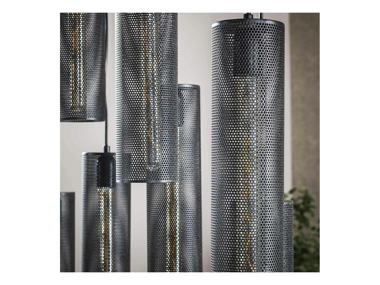 Suspension contemporaine grillagée 9 abat-jour RALF