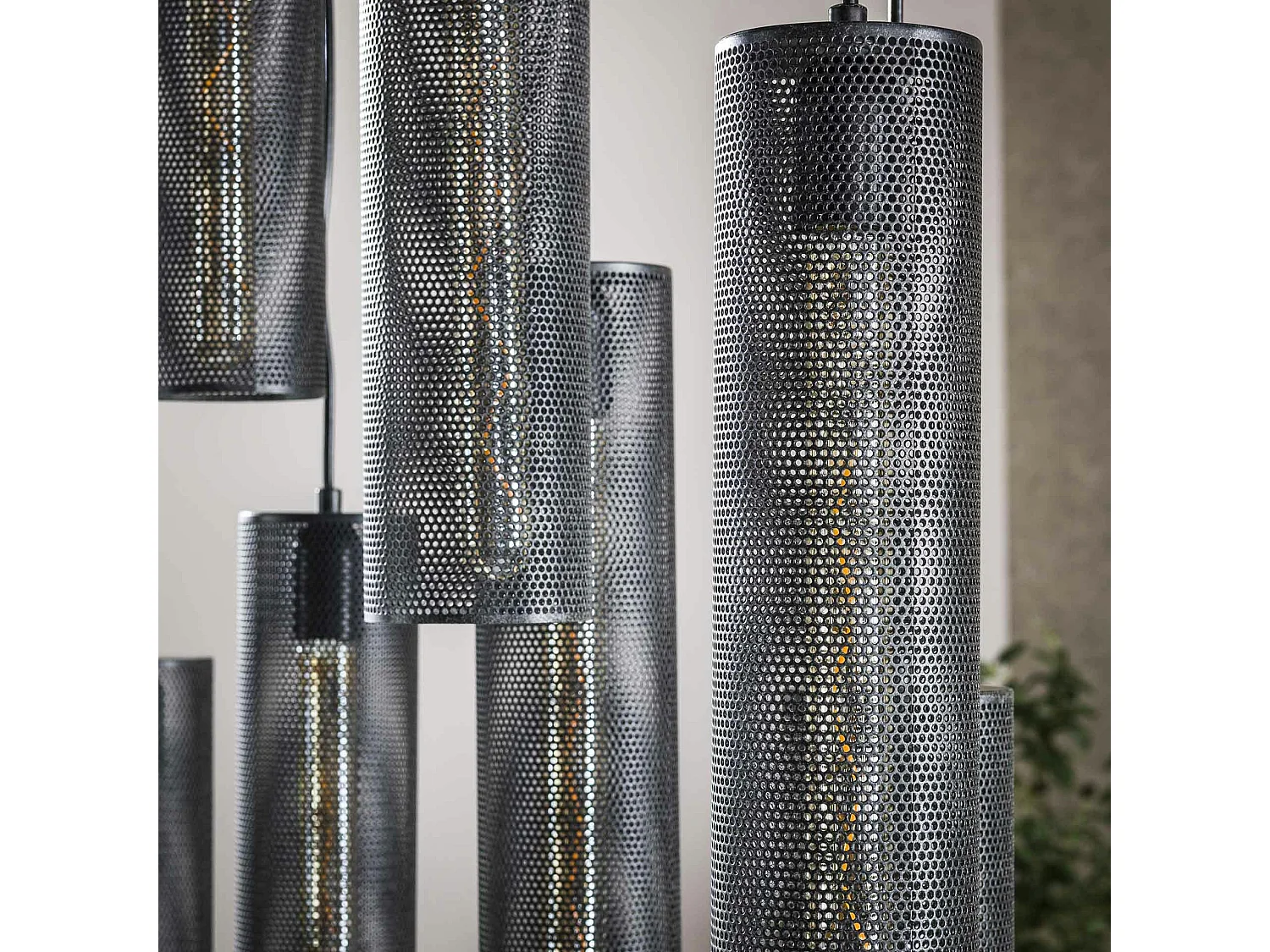 Suspension contemporaine grillagée 9 abat-jour RALF