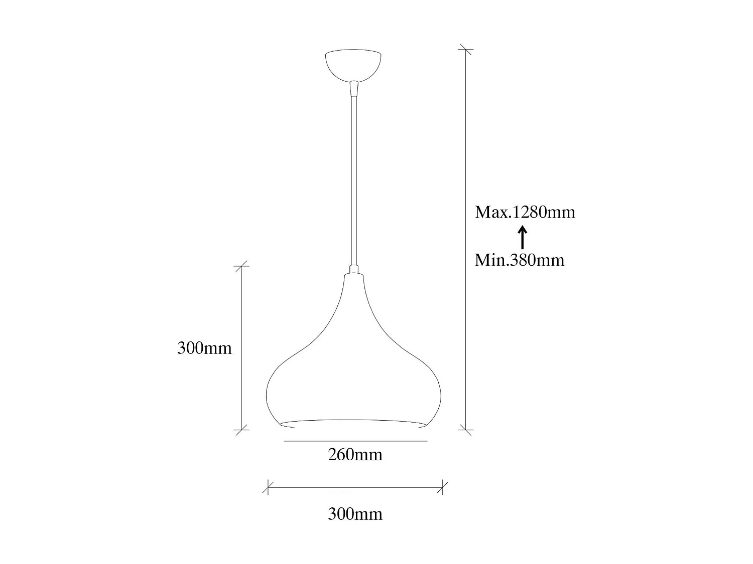 Suspension métal effet cuivre brossé – forme goutte SILE