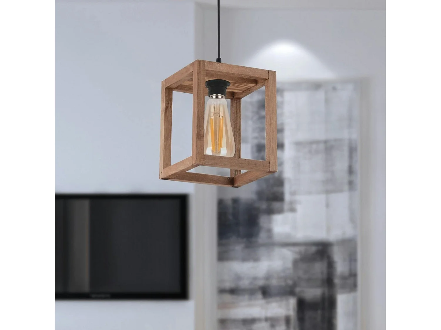 Suspension industrielle - cube bois CAMOGLI