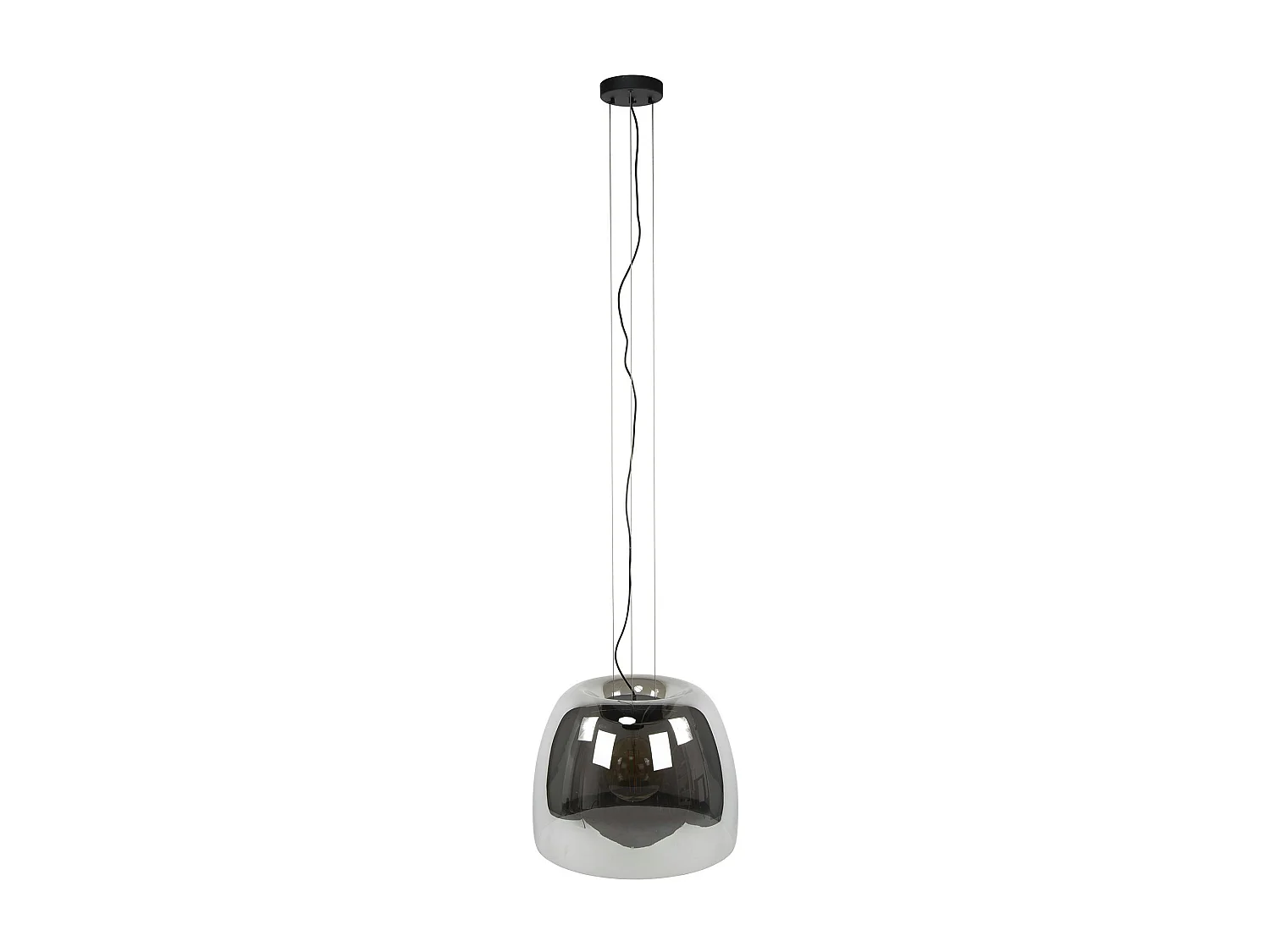 Suspension en verre gris fumé forme cloche 48 cm NIAGARA