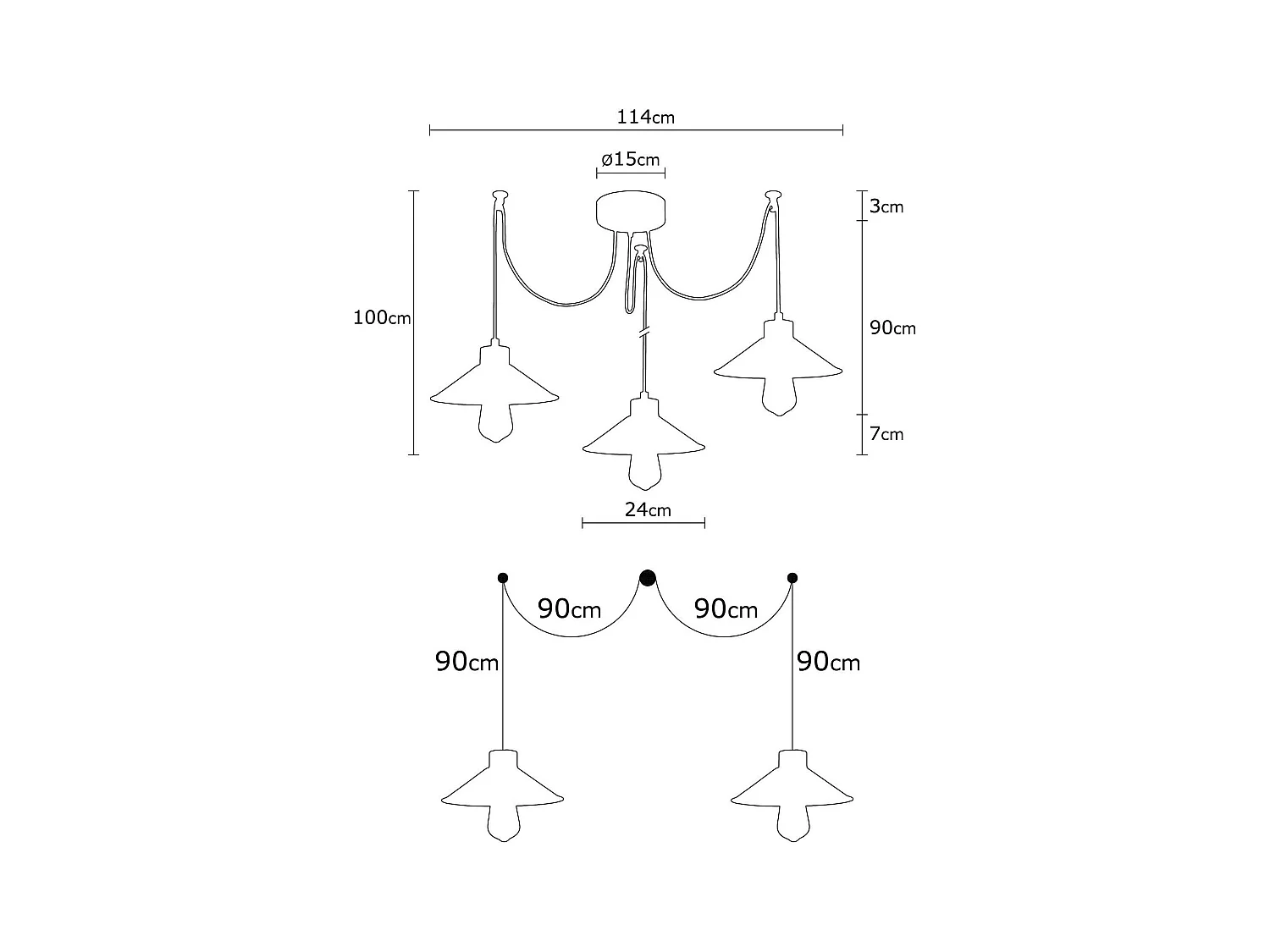 Suspension salon design - style araignée noir et or IGDIR