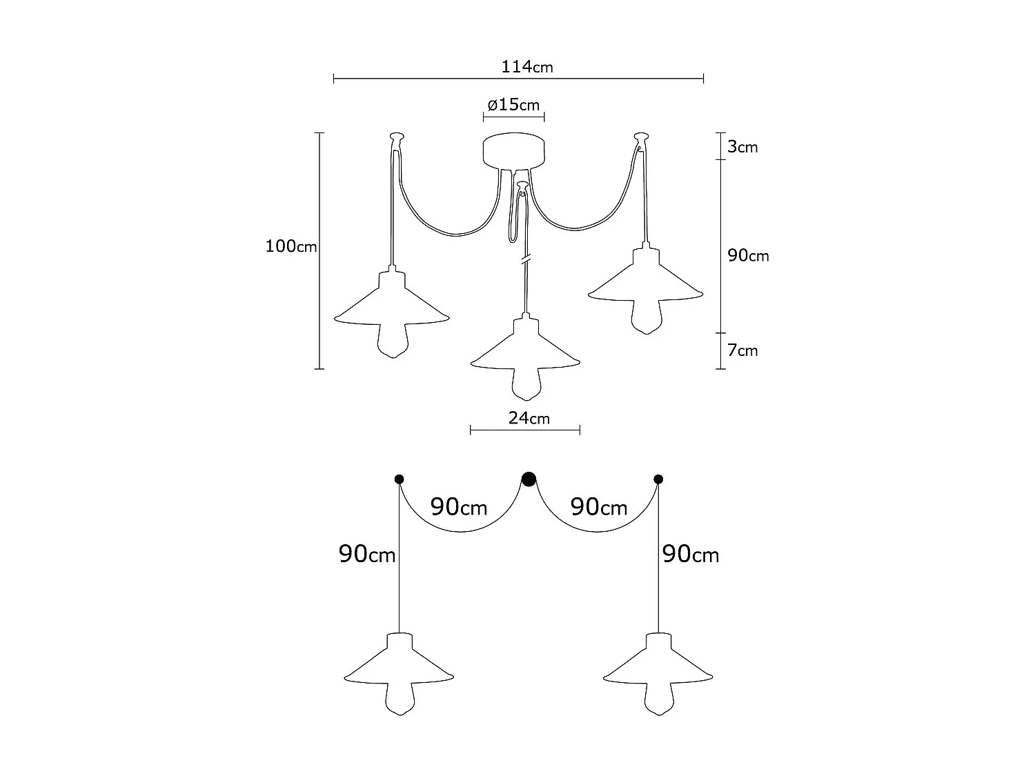 Suspension salon design - style araignée noir et or IGDIR