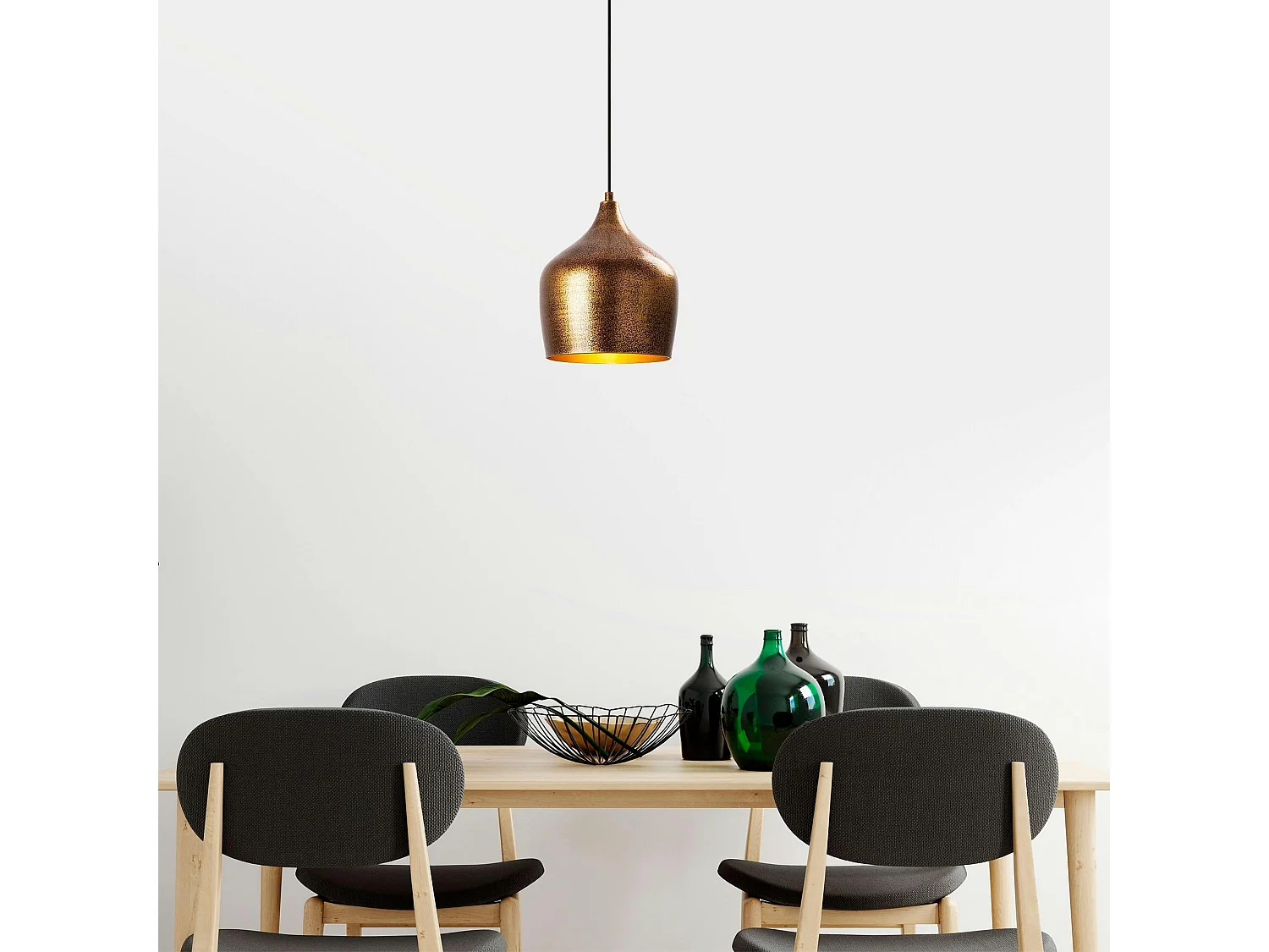 Suspension vintage cuisine – métal moucheté cuivré SILE