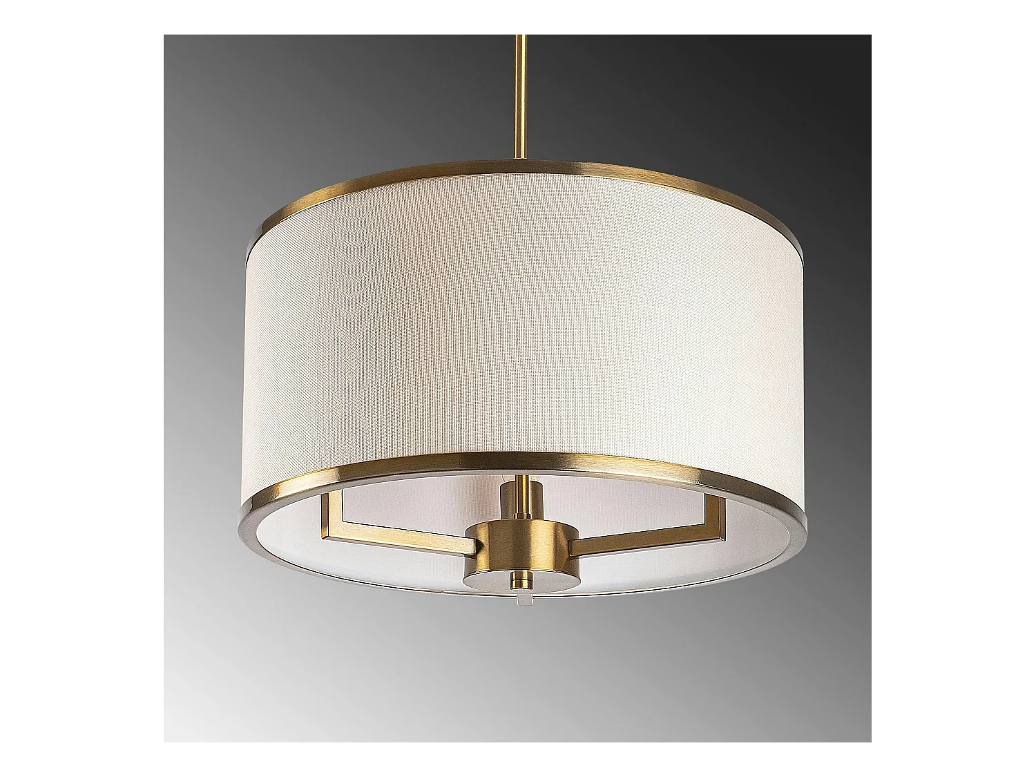 Suspension salon en tissu – abat-jour écru et or ZURICH