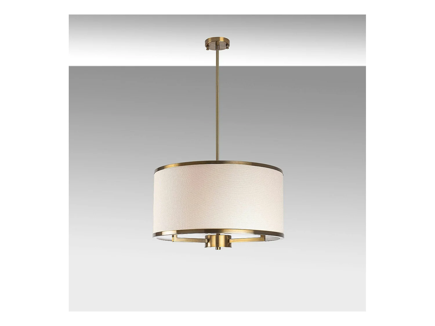 Suspension salon en tissu – abat-jour écru et or ZURICH