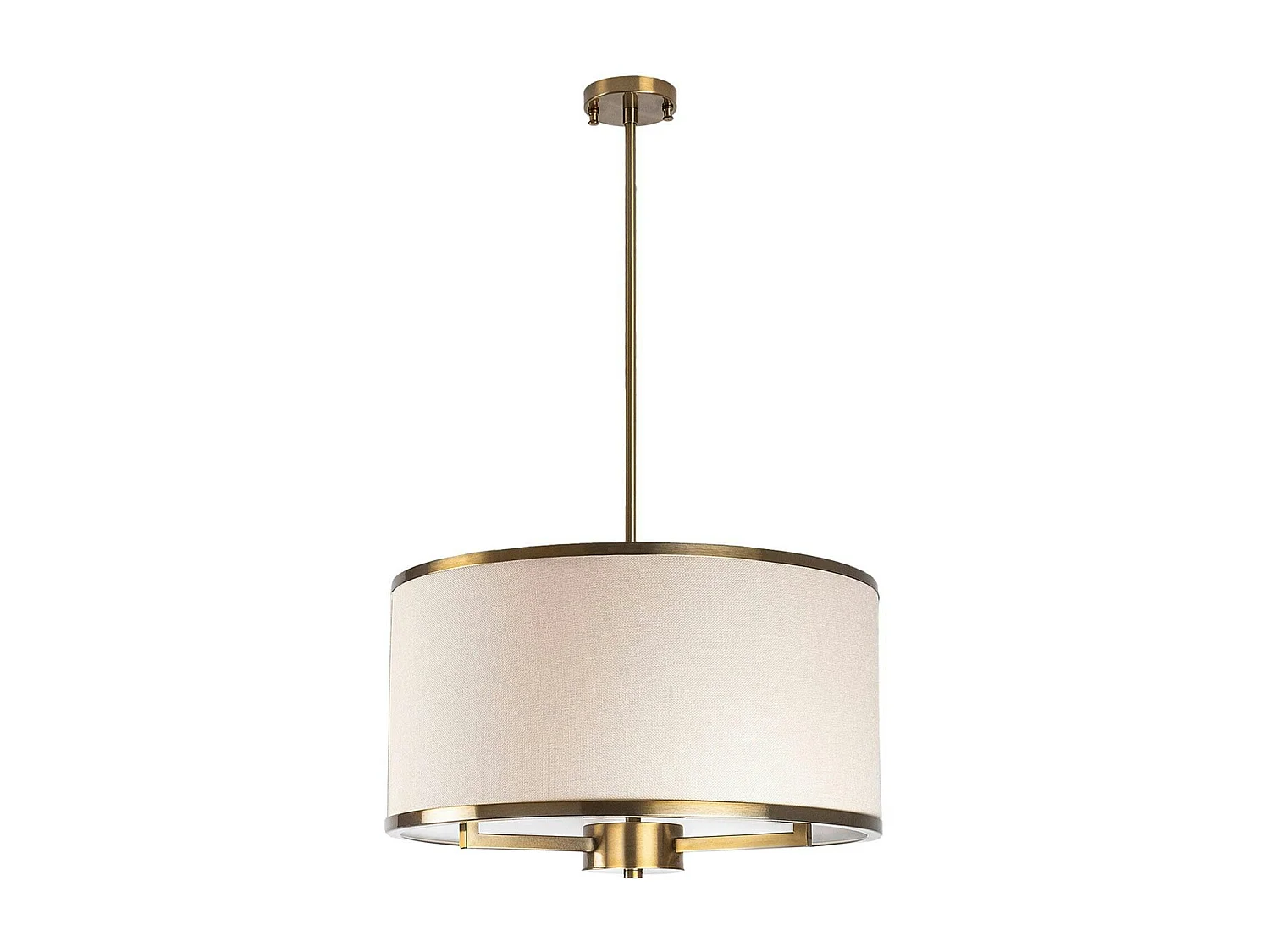 Suspension salon en tissu – abat-jour écru et or ZURICH