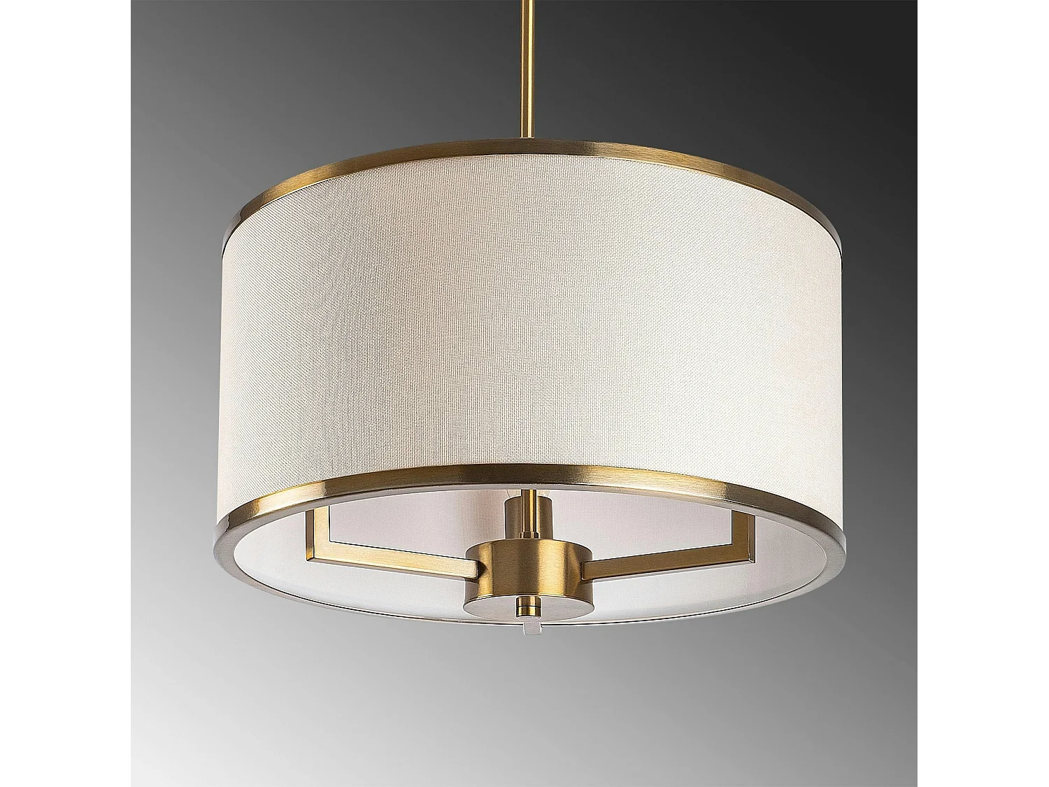 Suspension salon en tissu – abat-jour écru et or ZURICH