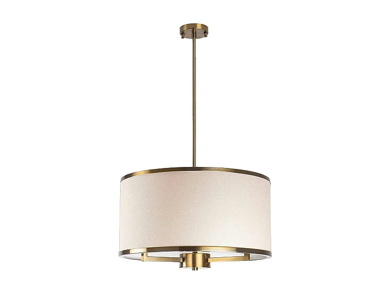 Suspension salon en tissu – abat-jour écru et or ZURICH