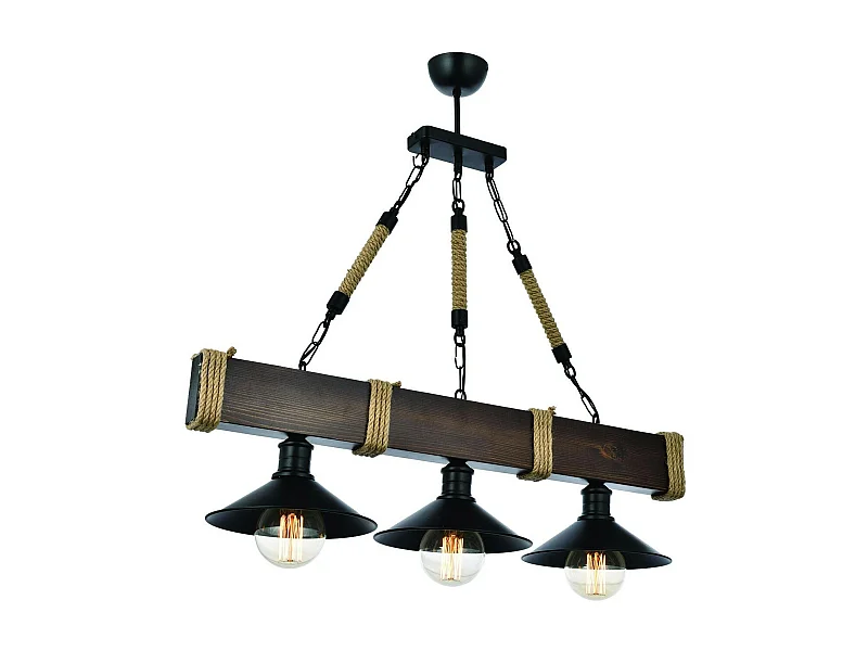 Suspension industrielle bois brun – 3 lampes CAMOGLI