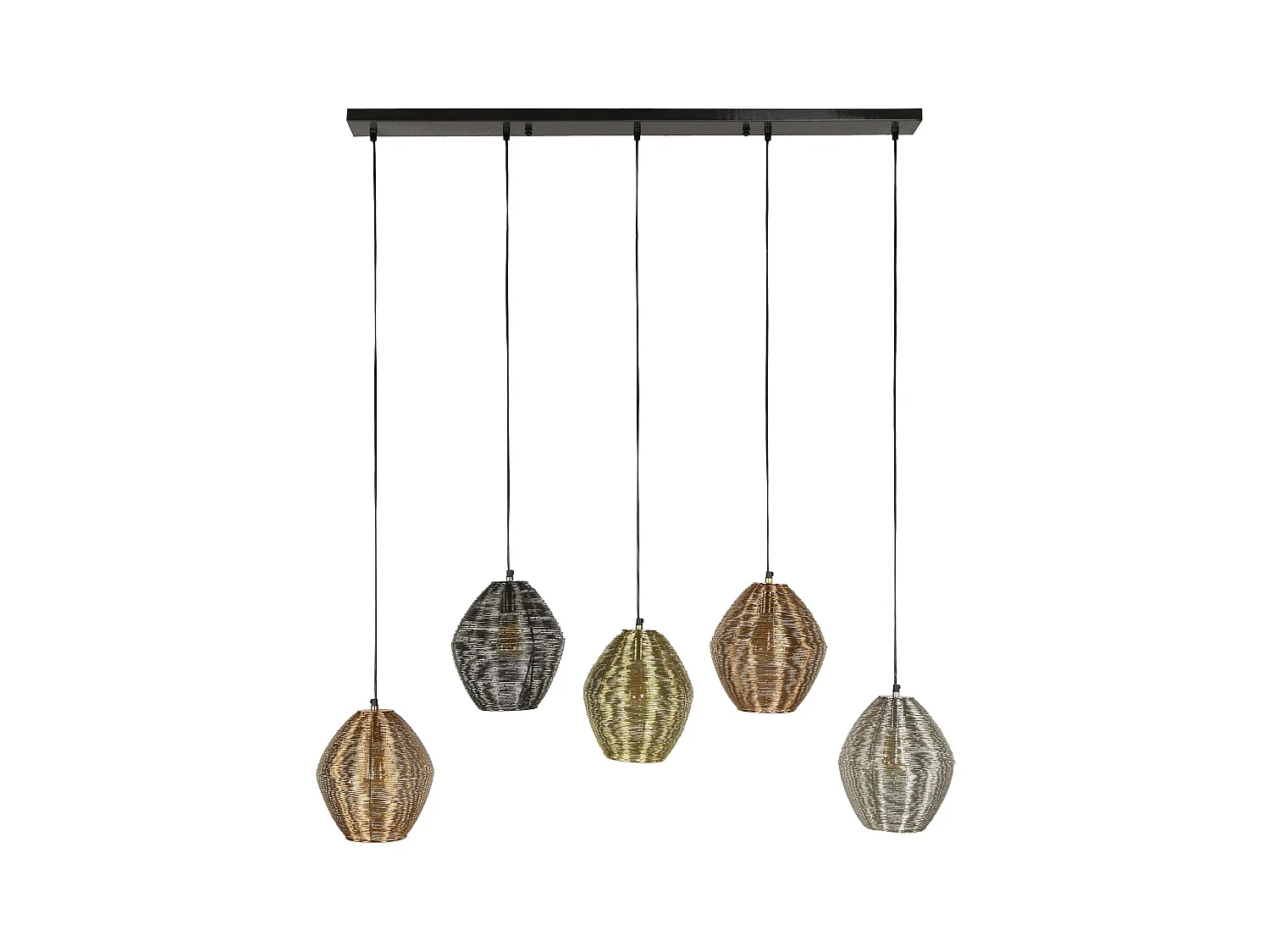 Suspension vintage filaire avec 5 abat-jour à hauteur réglable RALF