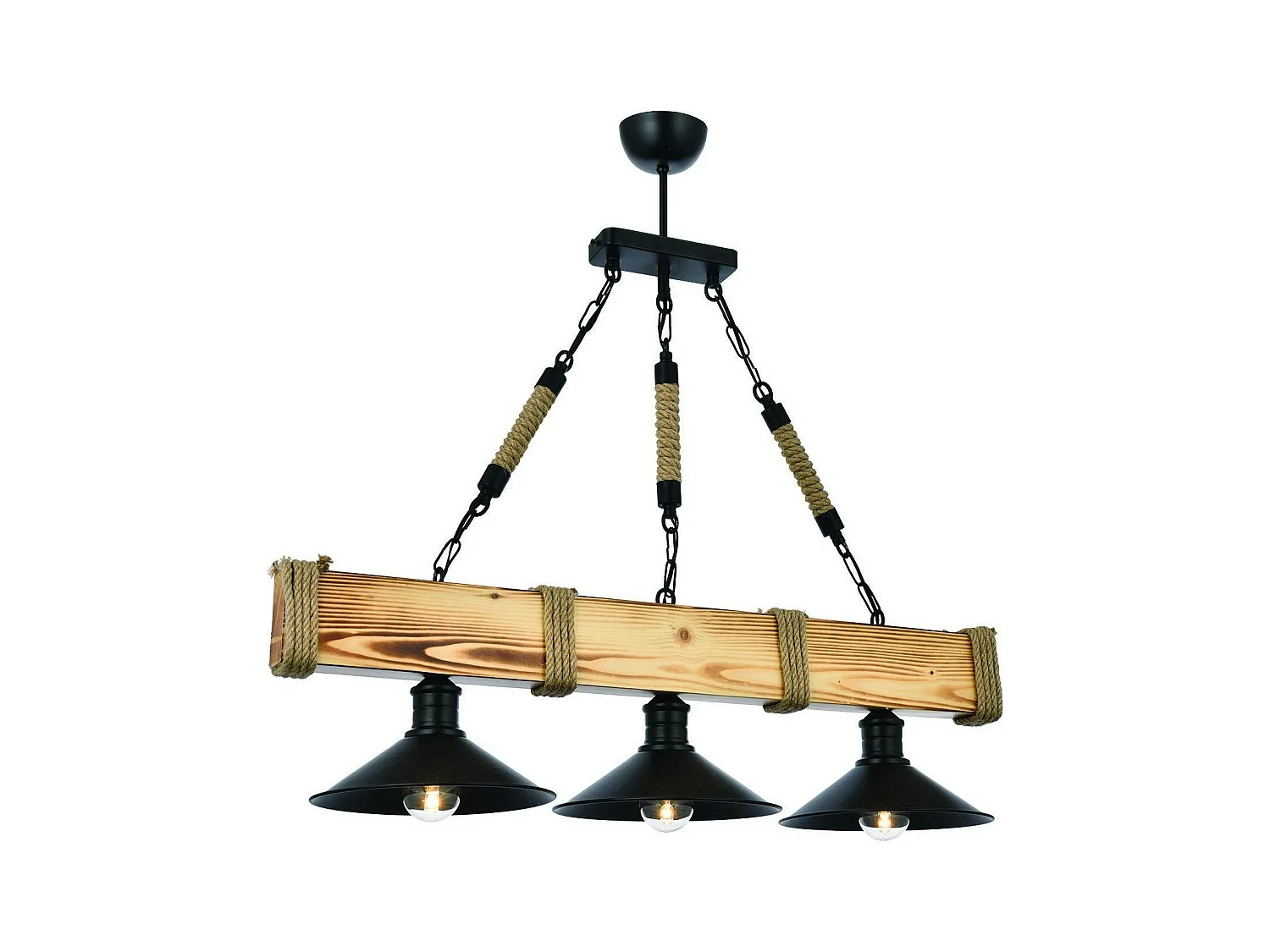 Suspension industrielle bois clair – 3 lampes CAMOGLI