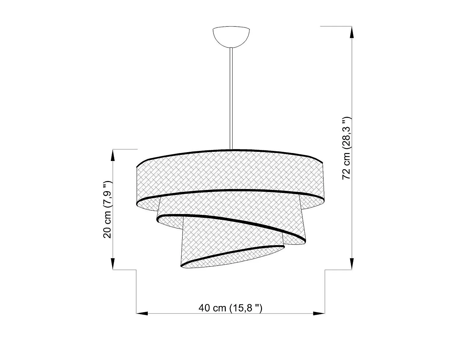 Suspension moderne grise - abat-jour triple ZURICH