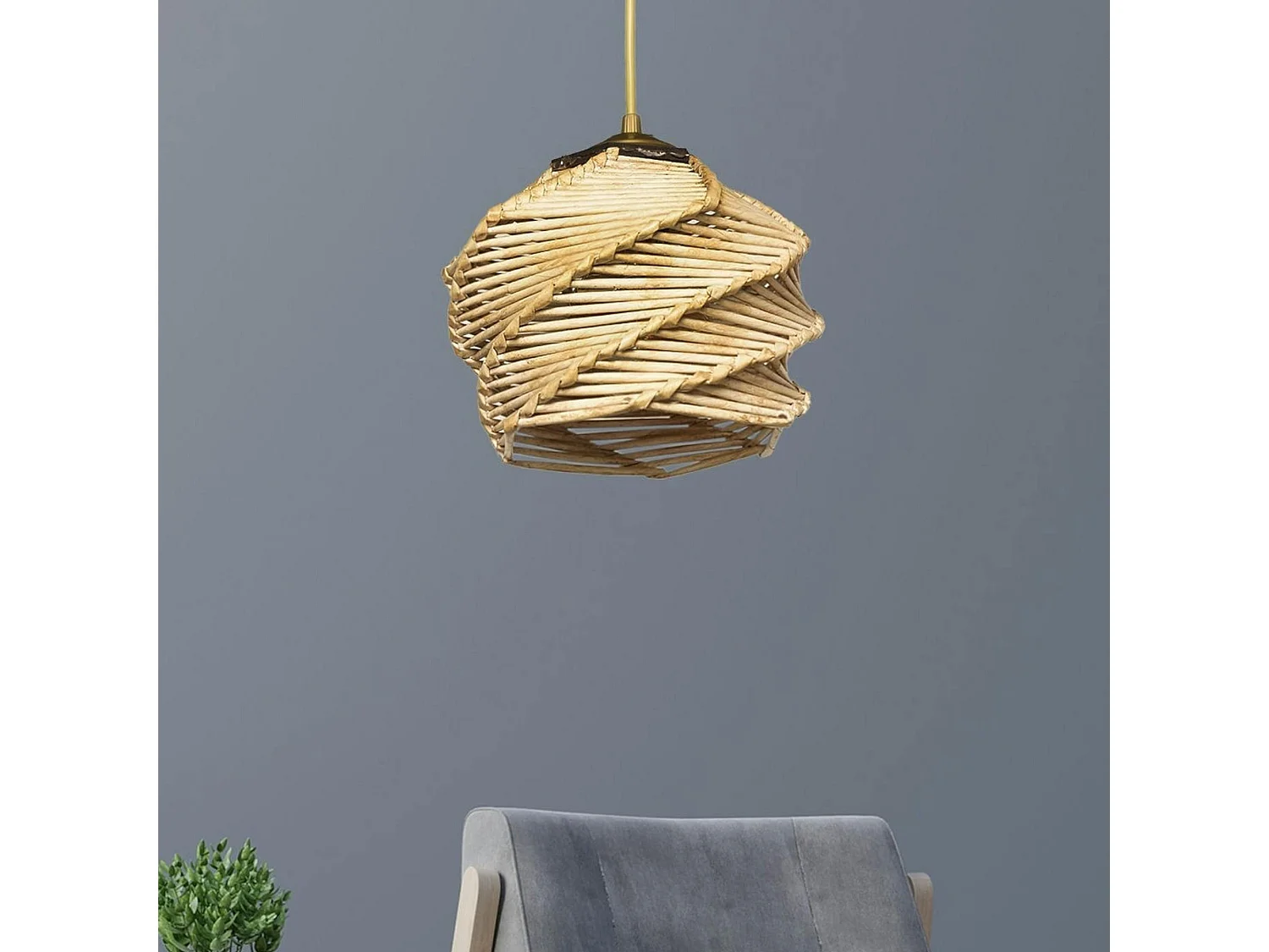 Suspension bohème forme boule - effet bambou OLTEN