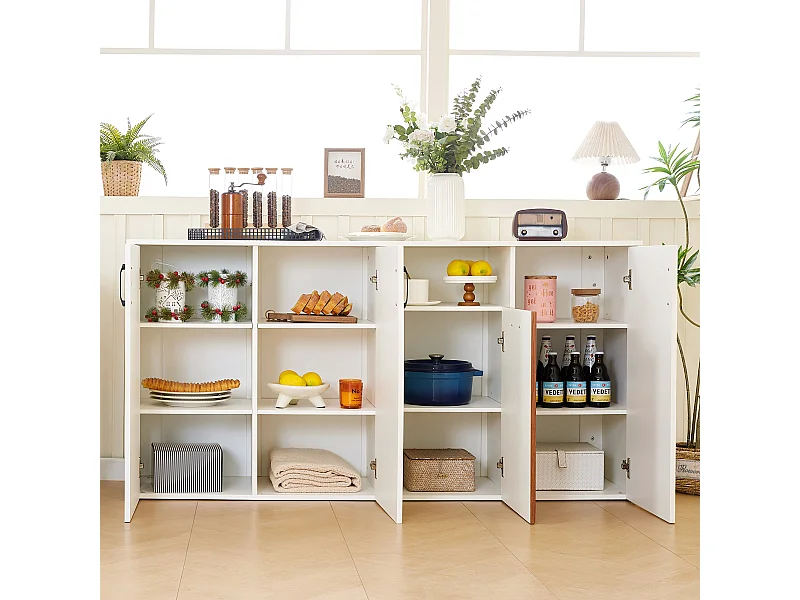 Buffet 4 portes pour salon, chambre et salle à manger Design bicolore 160 x 40 x 80 cm