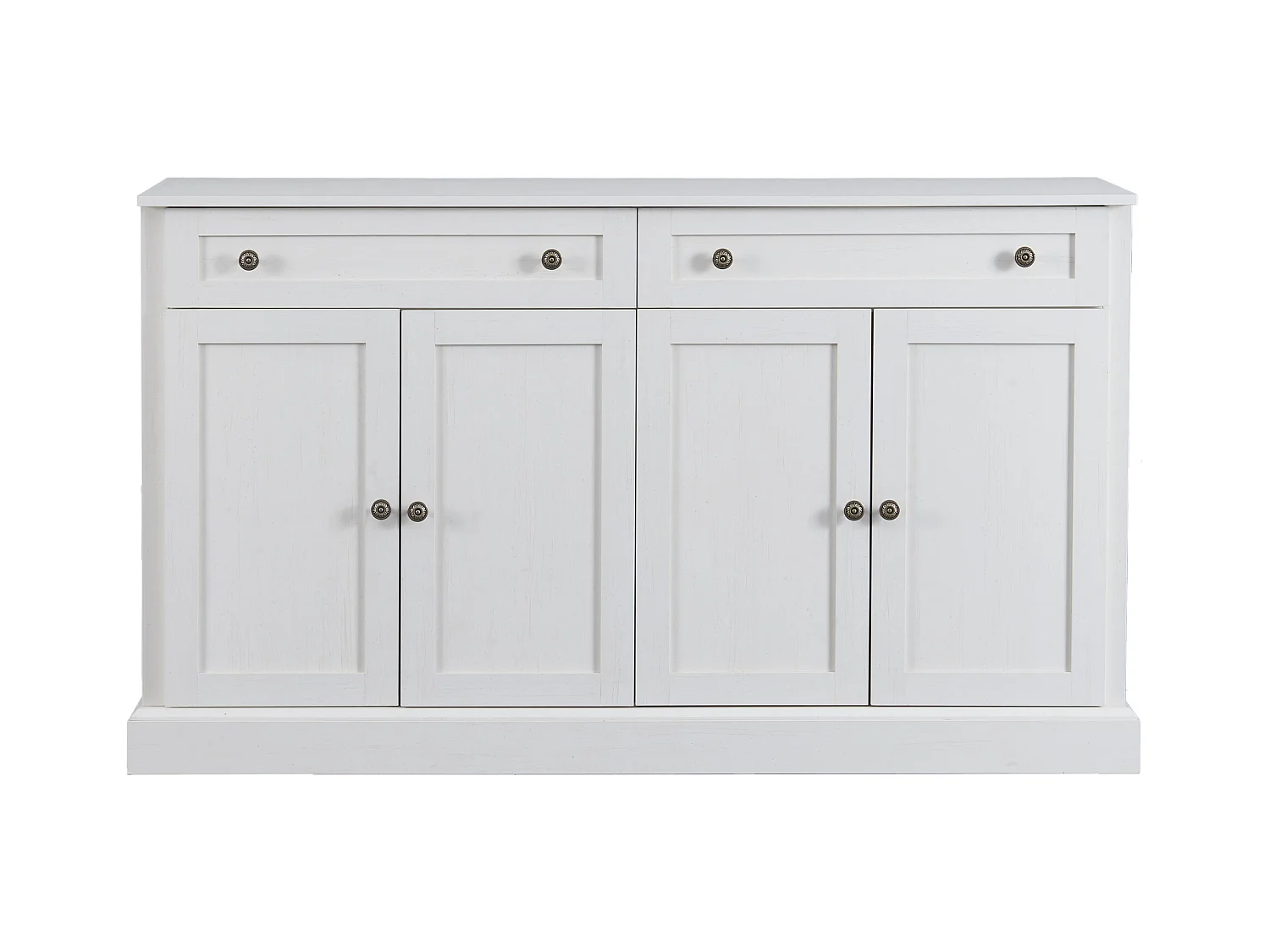 Wit dressoir met 2 lades en 4 deuren, veel opbergruimte, eenvoudige stijl