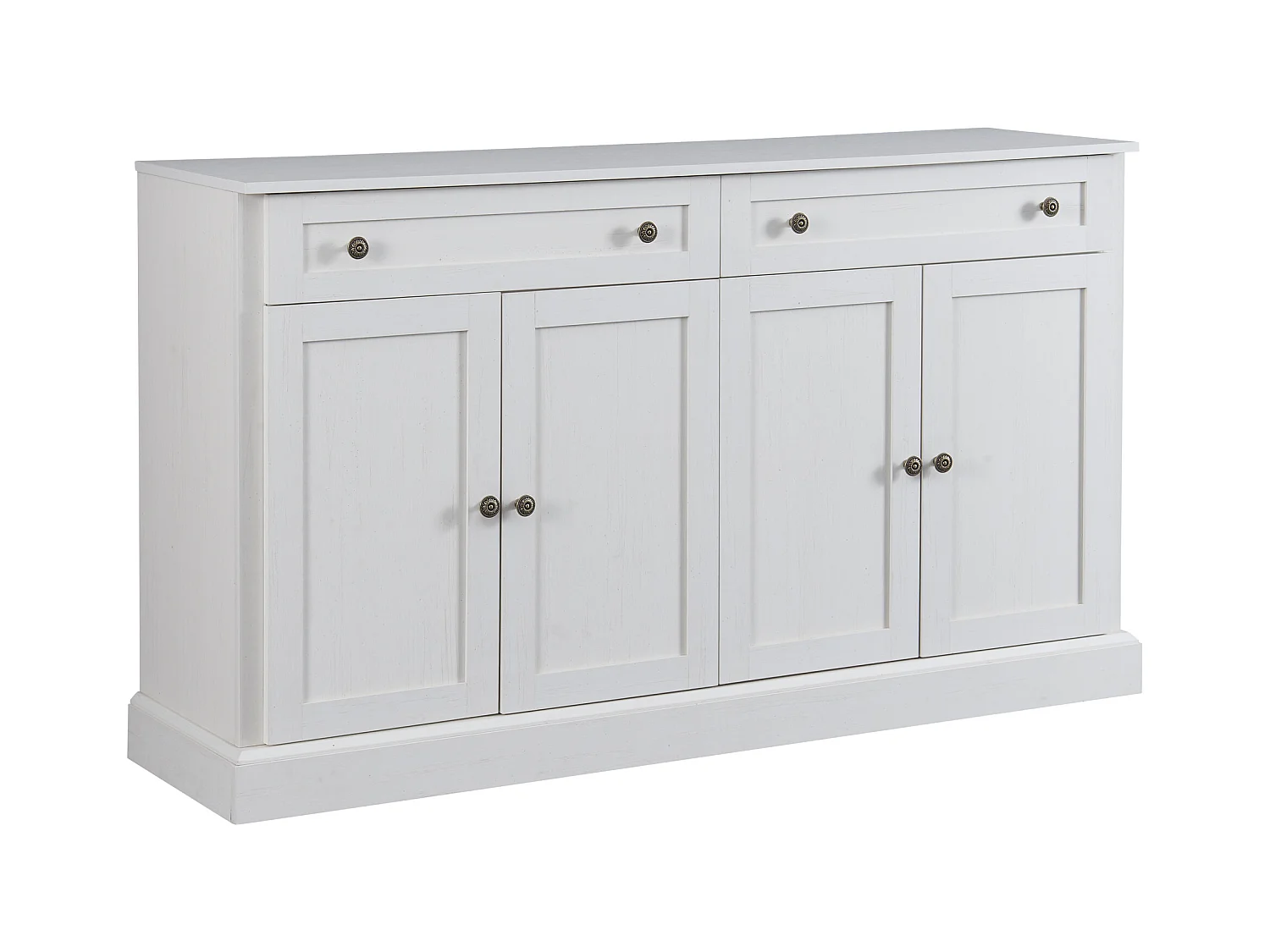 Wit dressoir met 2 lades en 4 deuren, veel opbergruimte, eenvoudige stijl