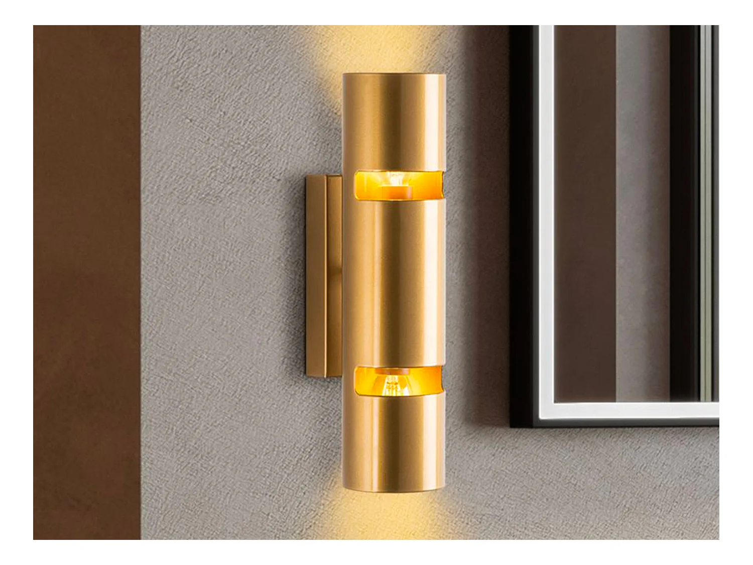 Lot de 2 appliques murales en métal doré - H. 30 x D. 8 cm - LYORA