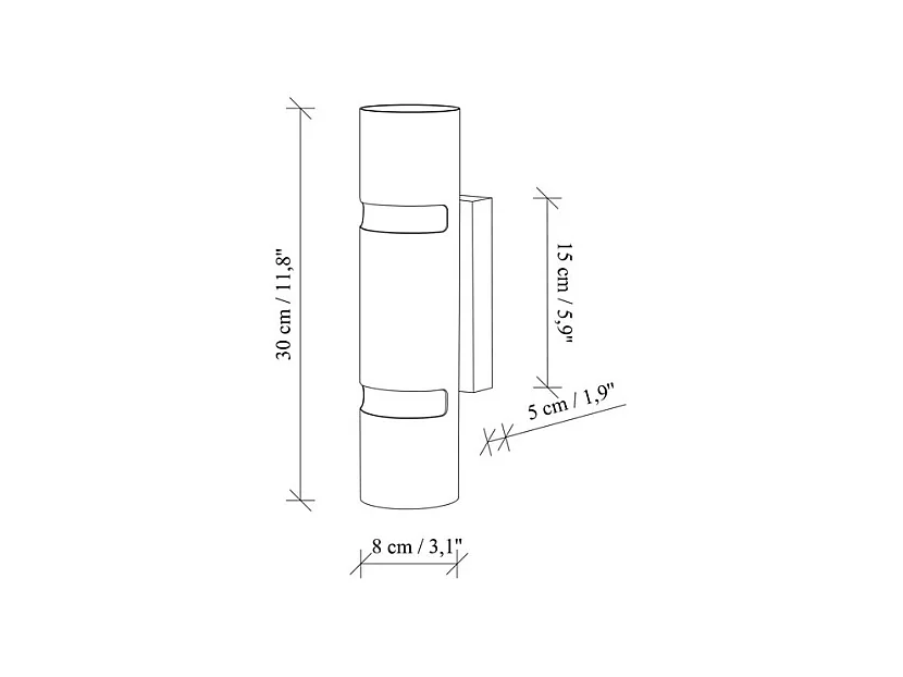 Lot de 2 appliques murales en métal doré - H. 30 x D. 8 cm - LYORA