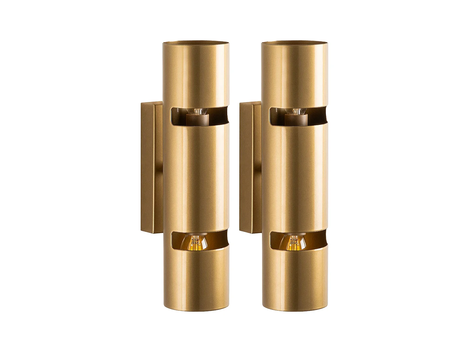 Set de 2 apliques de pared de metal dorado - Alt. 30 x D. 8 cm - LYORA