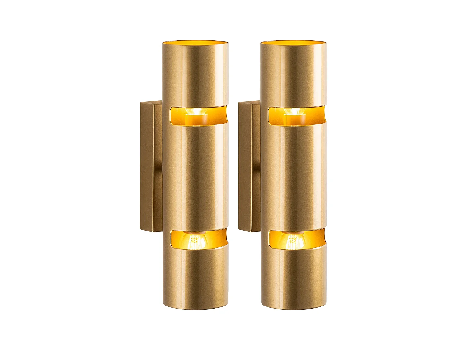 Set de 2 apliques de pared de metal dorado - Alt. 30 x D. 8 cm - LYORA
