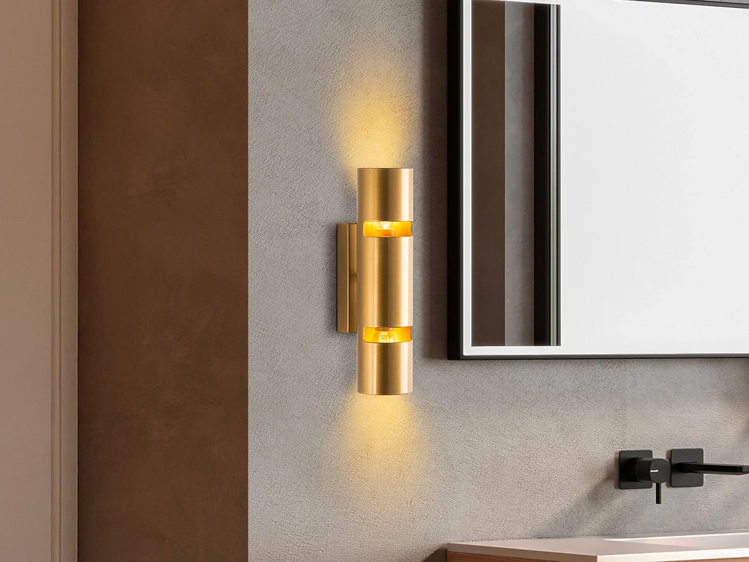 Set de 2 apliques de pared de metal dorado - Alt. 30 x D. 8 cm - LYORA