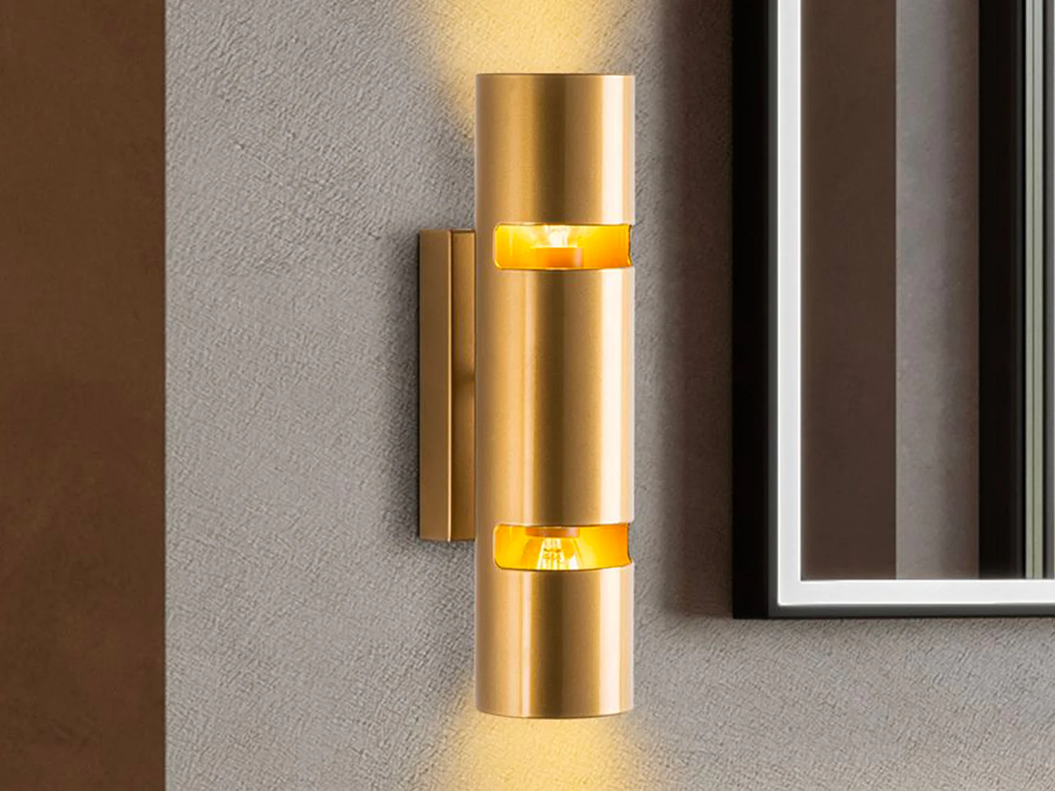 Set de 2 apliques de pared de metal dorado - Alt. 30 x D. 8 cm - LYORA