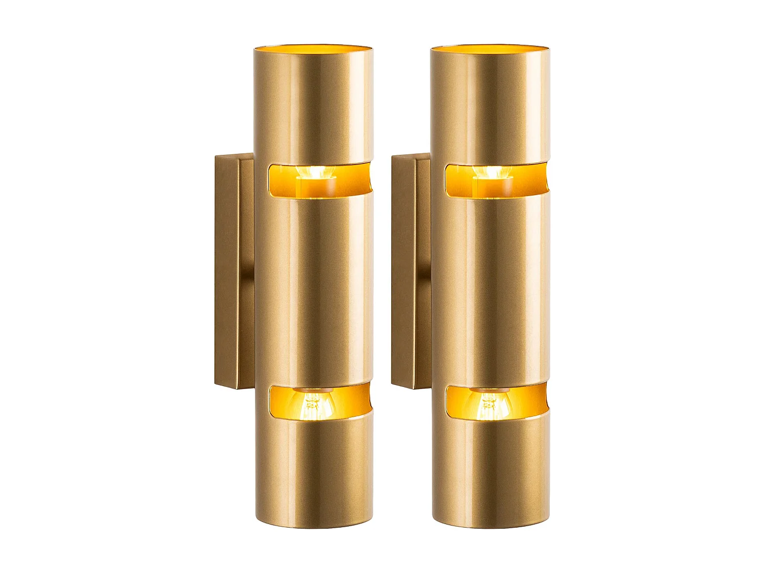 Set de 2 apliques de pared de metal dorado - Alt. 30 x D. 8 cm - LYORA