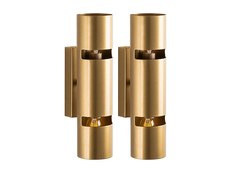 Set de 2 apliques de pared de metal dorado - Alt. 30 x D. 8 cm - LYORA