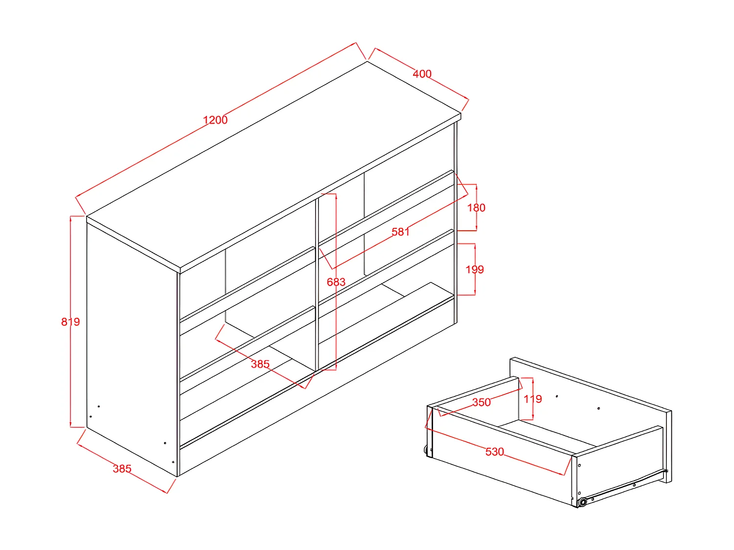 Commode 6 tiroirs – Vert - SKAIDO