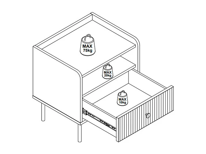 Table de chevet 1 tiroir et 1 niche – Beige et doré - LUNAOR