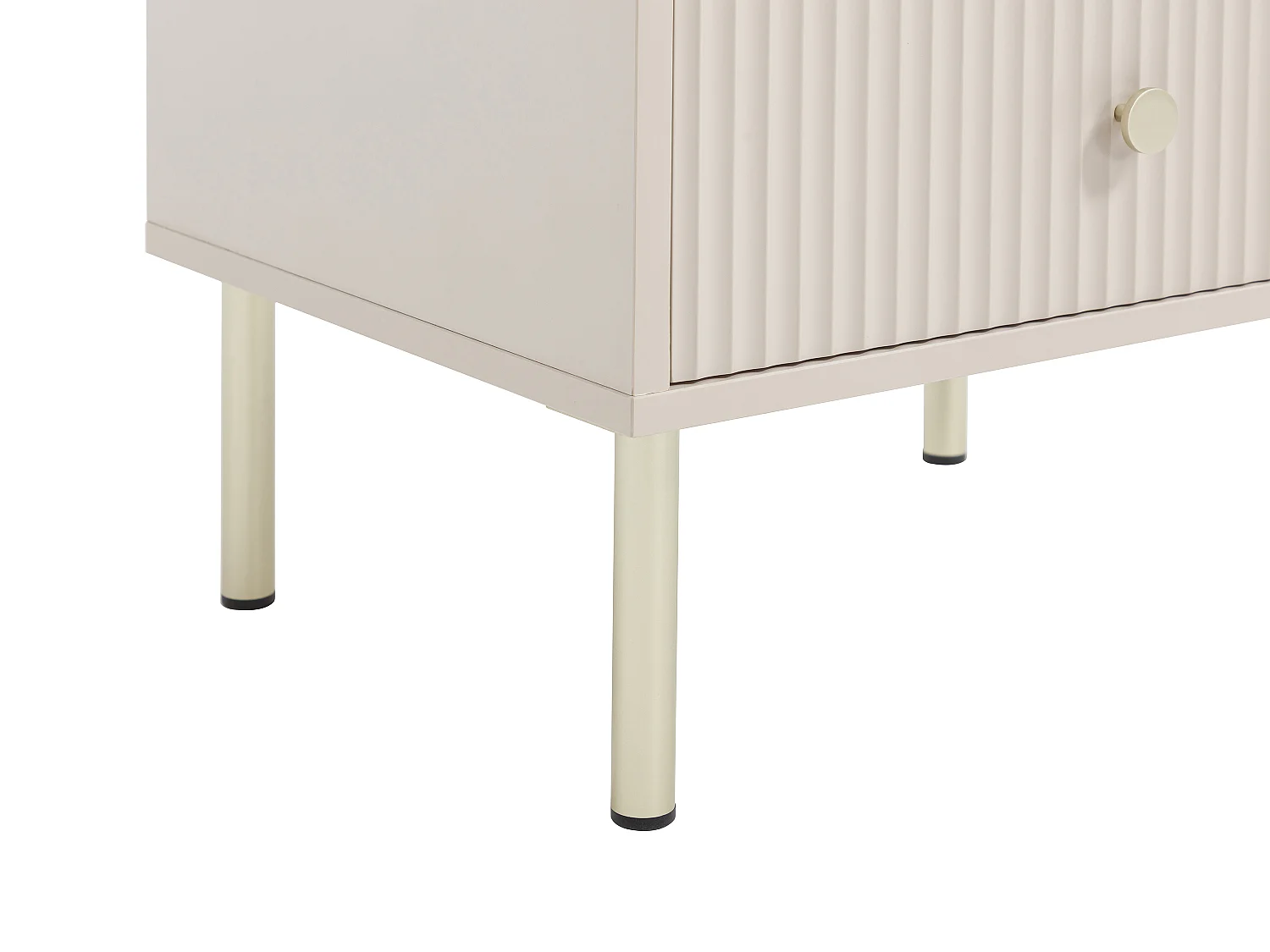 Table de chevet 1 tiroir et 1 niche – Beige et doré - LUNAOR