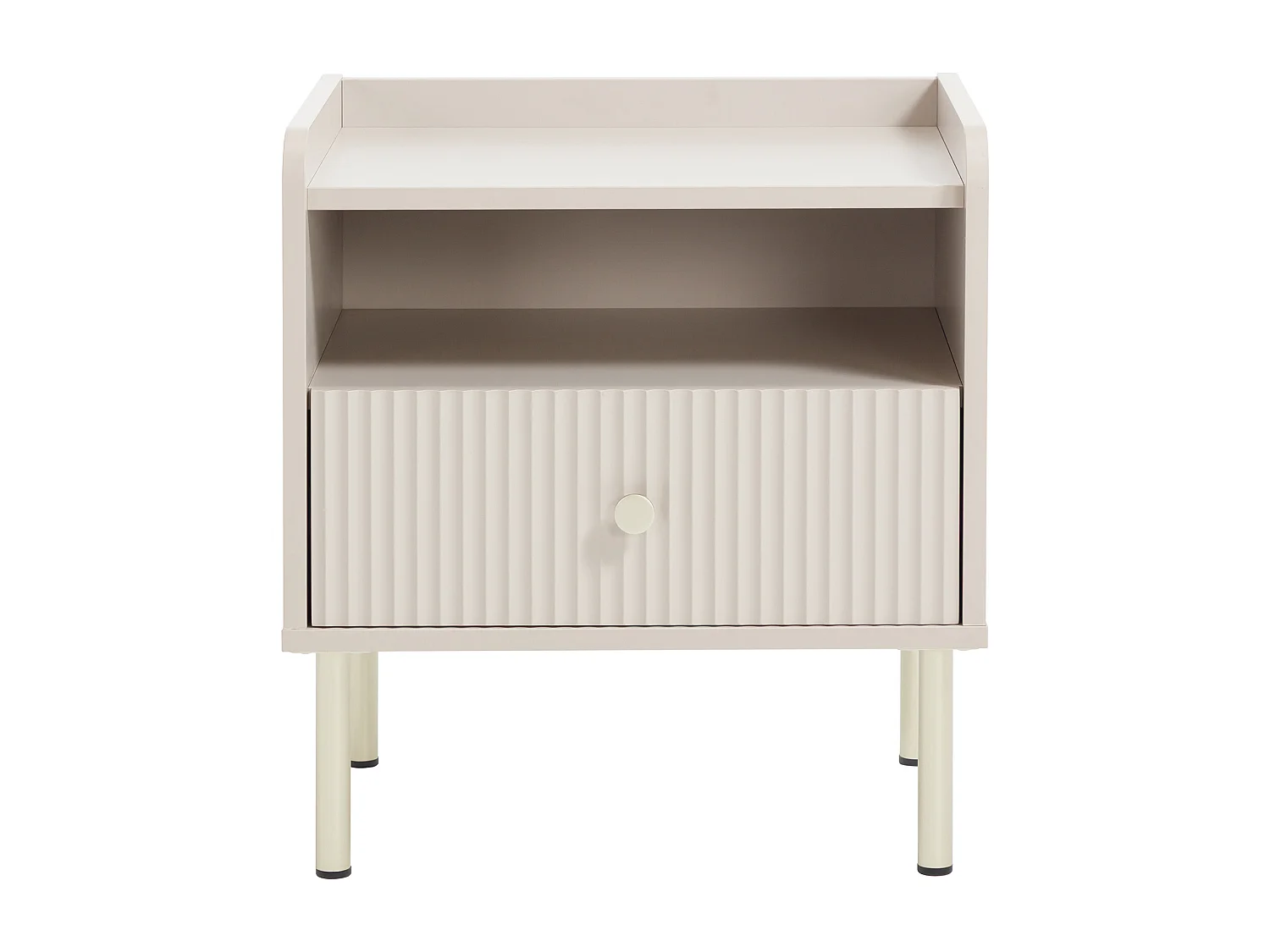 Table de chevet 1 tiroir et 1 niche – Beige et doré - LUNAOR